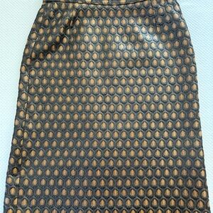 Prada Black and Gold Textured Pencil Skirt